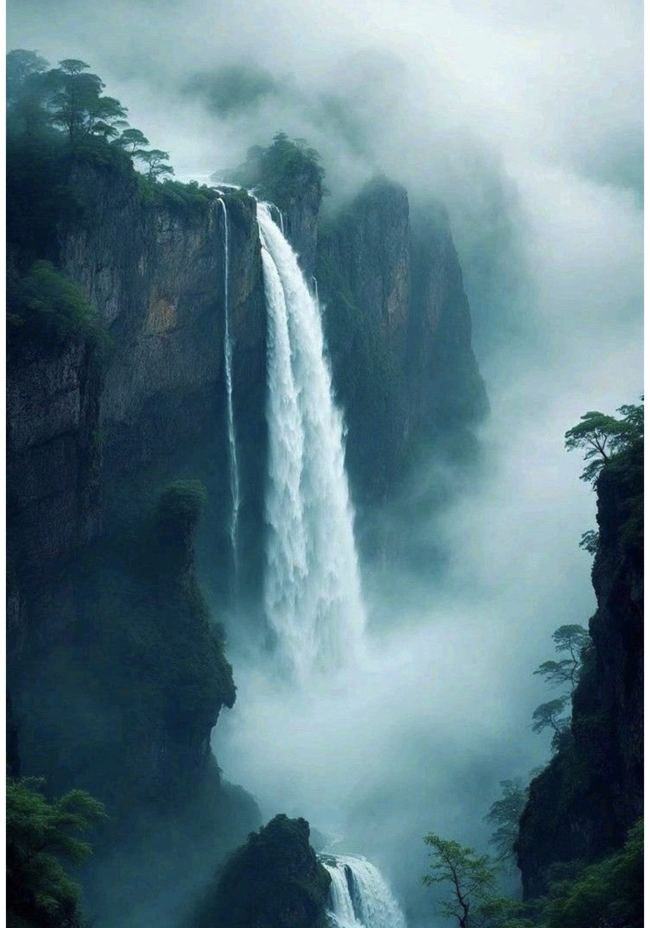 Misty waterfall in the mountains, representing finding clarity together